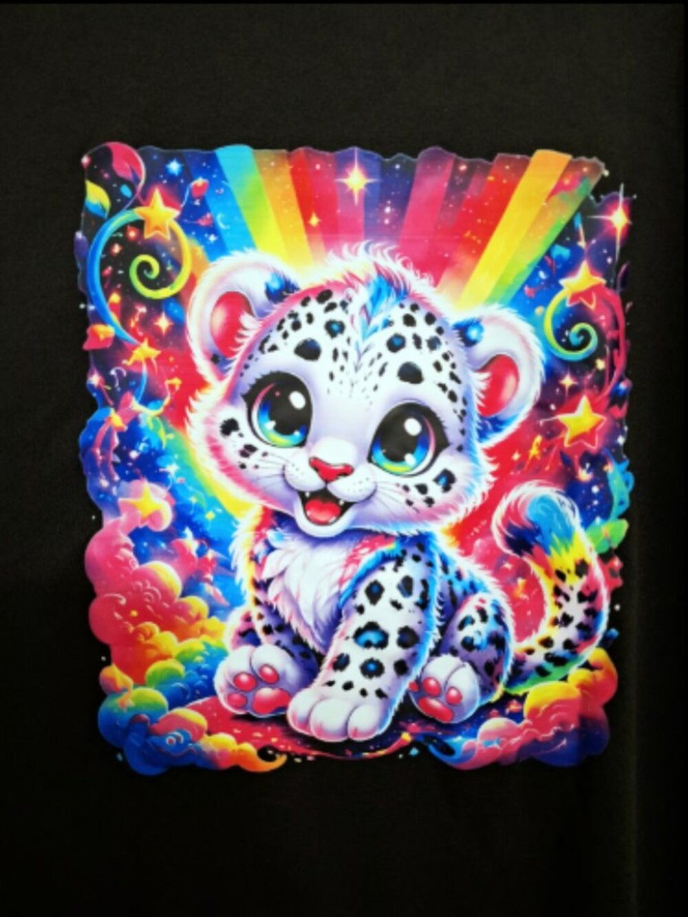 Women's Lisa Frank Inspired White Leopard Graphic Tee~XL